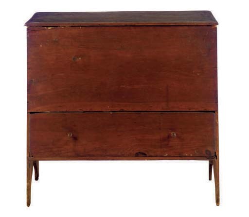 AN AMERICAN RED PAINTED PINE LIFT-TOP BLANKET CHEST,