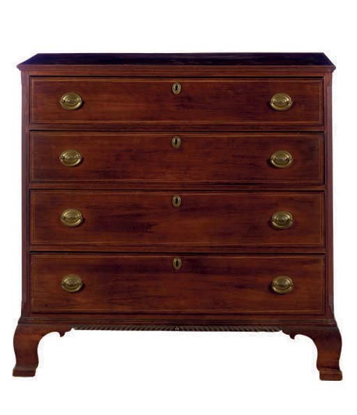 AN AMERICAN INLAID MAHOGANY CHEST OF DRAWERS,