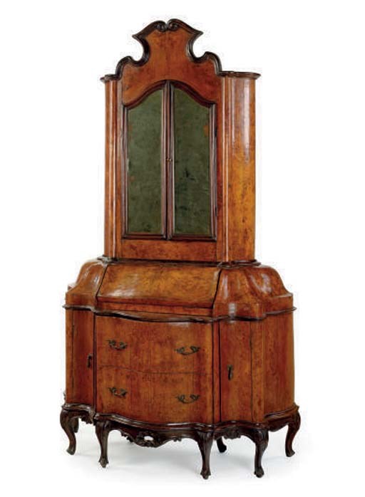 AN ITALIAN WALNUT BUREAU CABINET,