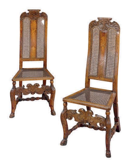 A PAIR OF NORTH EUROPEAN WALNUT SIDE CHAIRS,