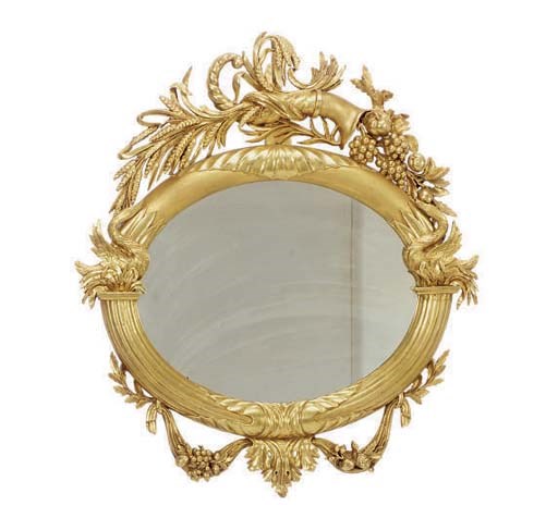 A CLASSICAL GILTWOOD OVERMANTEL MIRROR,