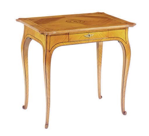 AN AUSTRIAN LINE-INLAID FRUITWOOD SIDE TABLE,