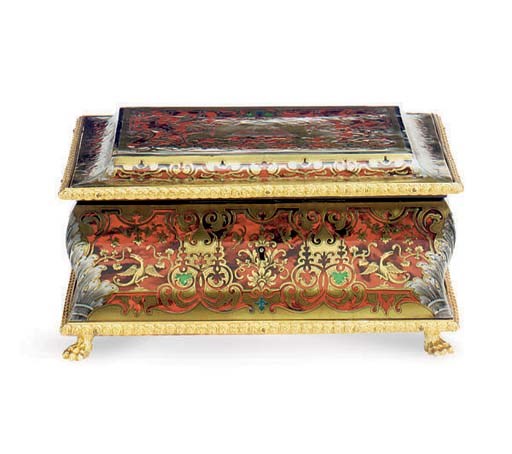 A FRENCH BOULLE MARQUETRY CASKET**,