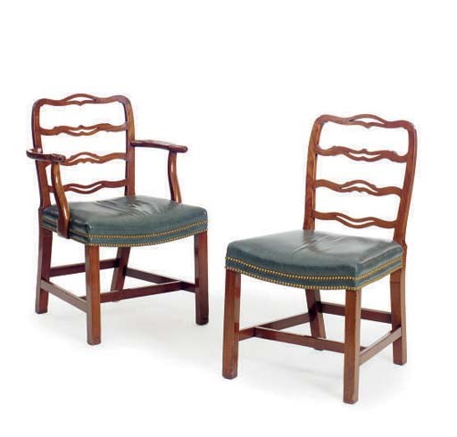 A SET OF TEN GEORGE III PROVINCIAL MAHOGANY DINING CHAIRS,
