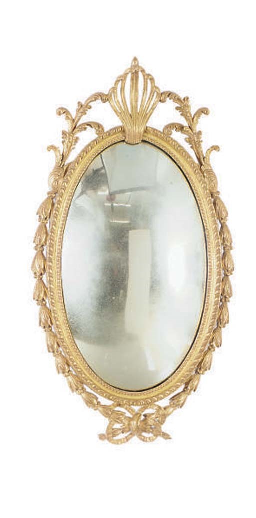 AN ENGLISH GILTWOOD AND COMPOSITION MIRROR,
