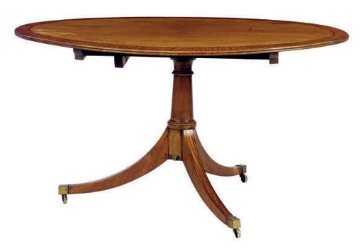 AN ENGLISH MAHOGANY OVAL BREAKFAST TABLE,