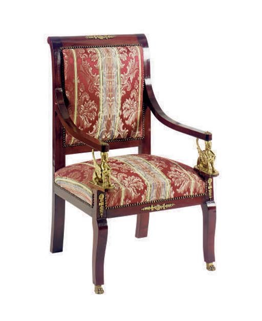 A PAIR OF GILT-METAL MOUNTED MAHOGANY FAUTEUILS,