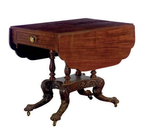 AN AMERICAN CLASSICAL MAHOGANY DROP-LEAF TABLE,