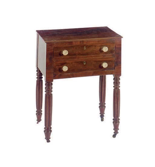 AN AMERICAN CLASSICAL MAHOGANY TWO-DRAWER WORK TABLE,