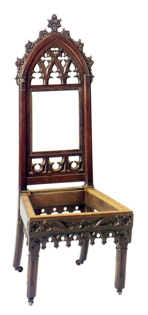 AN AMERICAN GOTHIC REVIVAL MAHOGANY SIDE CHAIR,