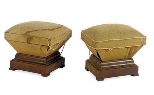 A PAIR OF AMERICAN LATE CLASSICAL MAHOGANY STOOLS,