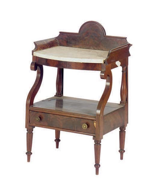 AN AMERICAN CLASSICAL MAHOGANY MARBLE-TOP WASHSTAND,