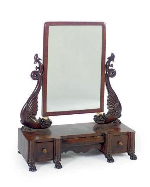 AN AMERICAN CLASSICAL MAHOGANY DRESSING MIRROR,
