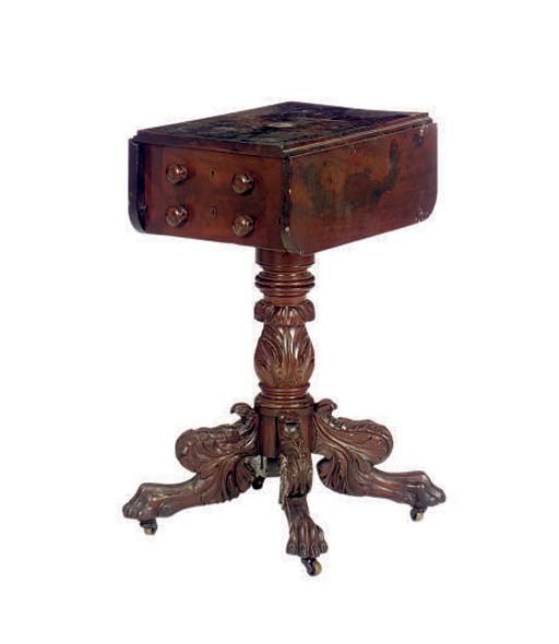 AN AMERICAN CLASSICAL MAHOGANY WORK TABLE,