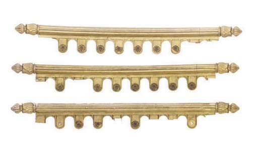 A GROUP OF THREE AMERICAN CLASSICAL GILTWOOD CURVED VALANCES,