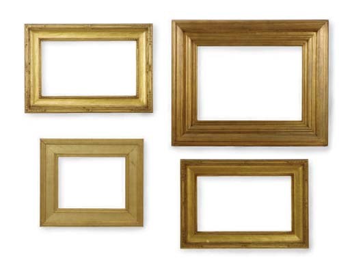 A GROUP OF FOUR GILTWOOD FRAMES,