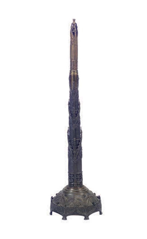 A VICTORIAN BRONZE TELESCOPIC WICK OIL LAMP