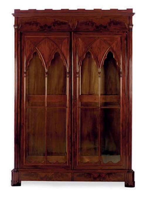 AN AMERICAN GOTHIC REVIVAL MAHOGANY BOOKCASE,