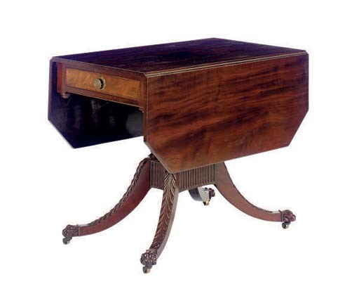 AN AMERICAN CLASSICAL MAHOGANY DROP-LEAF TABLE,