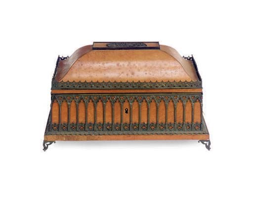 A LOUIS PHILIPPE BURR-WALNUT AND METAL MOUNTED TABLE CASKET,