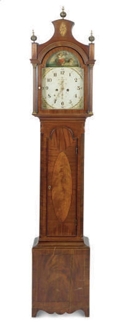 AN AMERICAN INLAID MAHOGANY LONGCASE CLOCK