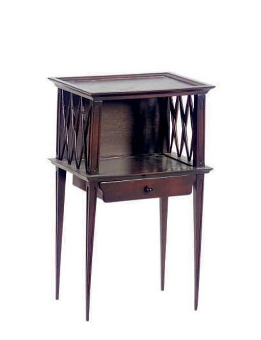 A MAHOGANY DOUBLE-TIER SIDE TABLE,