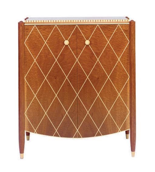 AN ART DECO STYLE FAUX IVORY INLAID CABINET,