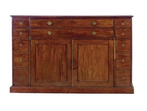 A GEORGE III MAHOGANY SECRETAIRE CABINET,