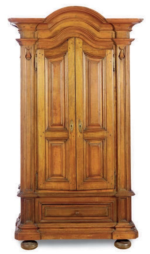 A COLONIAL HARDWOOD ARMOIRE,