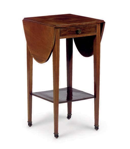 AN ENGLISH INLAID MAHOGANY SMALL PEMBROKE TABLE,