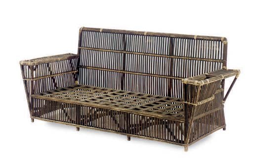 A RATTAN SETTEE,