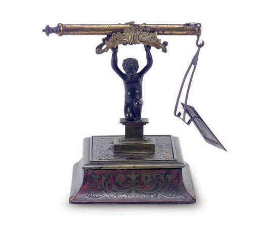 A TORTOISESHELLE BOULLE MARQUETRY SCALE**,
