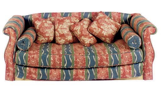 AN UPHOLSTERED ROLLED-ARM DAYBED,