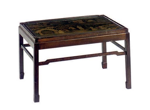 A JAPANESE PARCEL-GILT BLACK LACQUERED TRAY ON STAND,