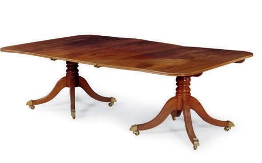 A REGENCY MAHOGANY TWO-PEDESTAL DINING-TABLE