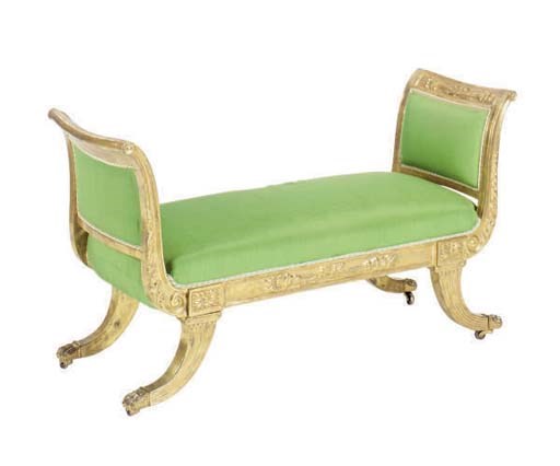 A REGENCY CARVED GILTWOOD SETTEE,