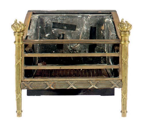 AN ENGLISH BRASS FIRE GRATE,