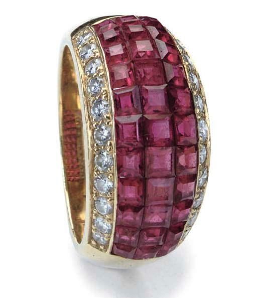 A RUBY AND DIAMOND RING