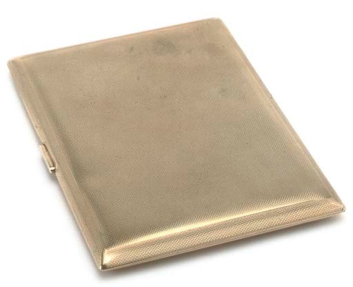 A 9CT GOLD ENGINE-TURNED CIGARETTE CASE