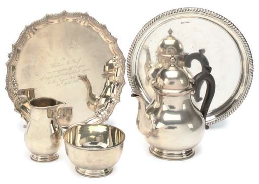 A THREE-PIECE SILVER TEA SERVICE