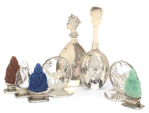 A PAIR OF SILVER MENU HOLDERS