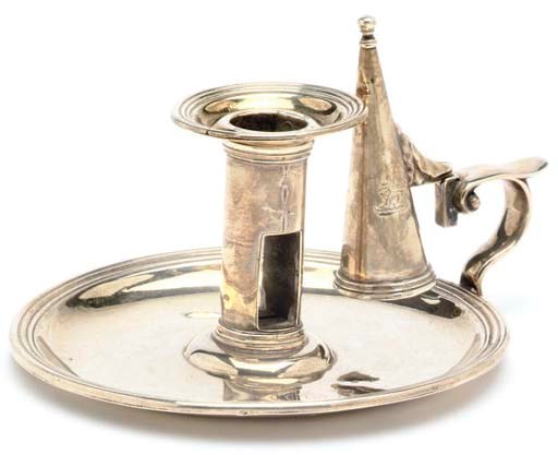 A GEORGE IV SILVER CHAMBER STICK