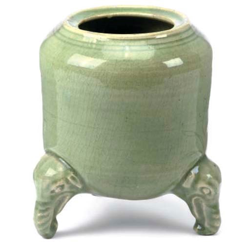 A CHINESE CELADON GLAZED TRIPOD CENSER