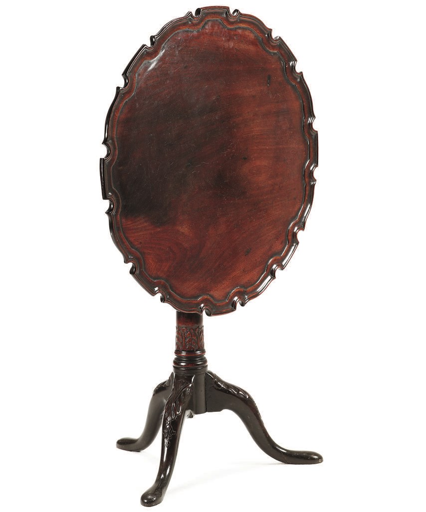 A GEORGE III MAHOGANY PIE-CRUST TRIPOD TABLE
