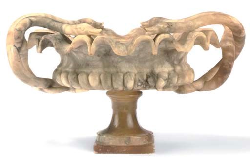AN ITALIAN ALABASTER URN