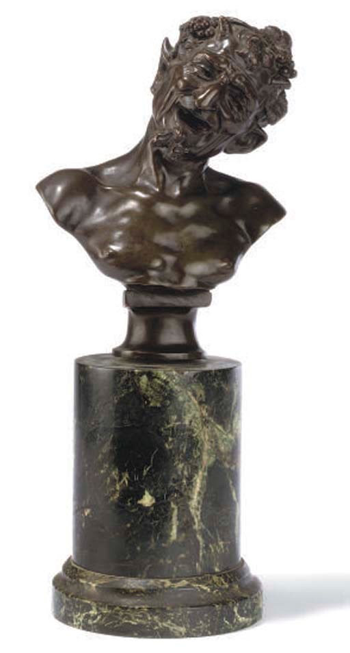 A FRENCH OR ITALIAN BRONZE BUST OF A SATYR