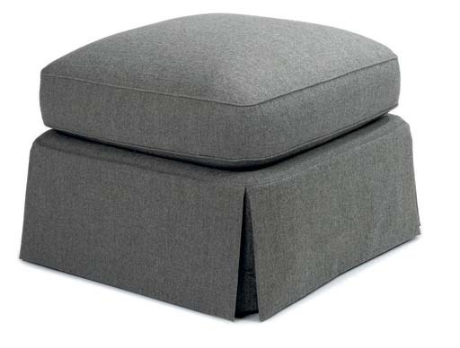 A GREY WOOL-UPHOLSTERED FOOTSTOOL