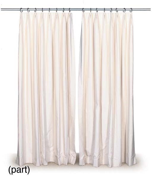 FIVE PAIRS OF CREAM CALICO CURTAINS