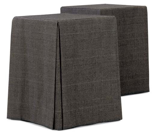 A PAIR OF PRINCE OF WALES PATTERNED CHECK COTTON OCCASIONAL TABLES