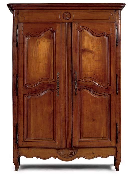 A FRENCH PROVINCIAL CHERRYWOOD ARMOIRE